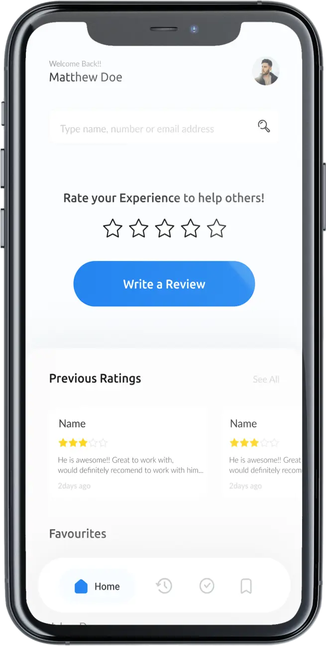 KYC App prompting user to give the review of vendor
